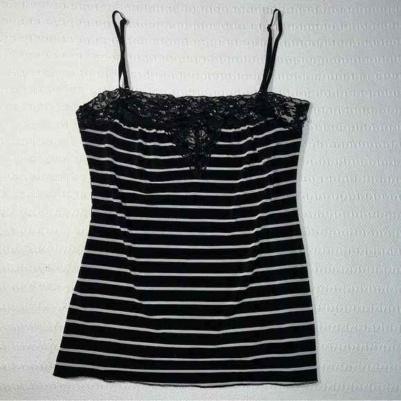 a'gaci Tops - Womens Y2K Lace Trim Cami Tank Size L Fairy Grunge Coquette Whimsigoth